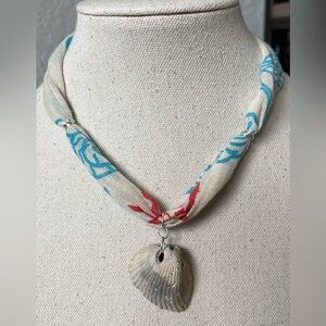 Seashell Pendant Necklace made from recycled fabric